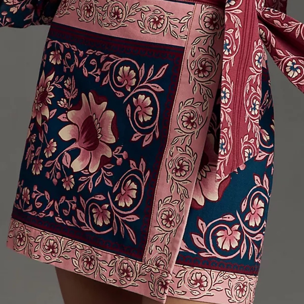 Farm Rio Ainika Charm Overlapped Denim Mini Skirt NWT size 24